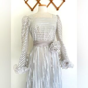 Vintage Silver Lurex Floor Length Gown Maxi Dress